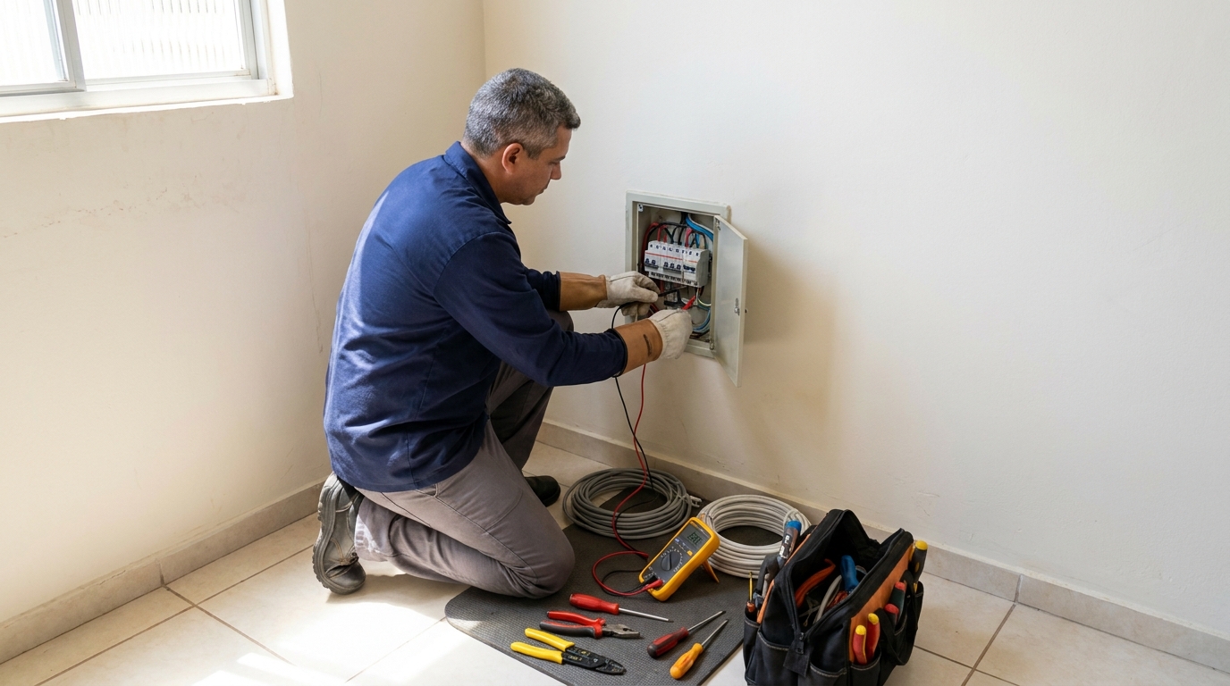 Eletricista atendendo em residência em Brasília-DF